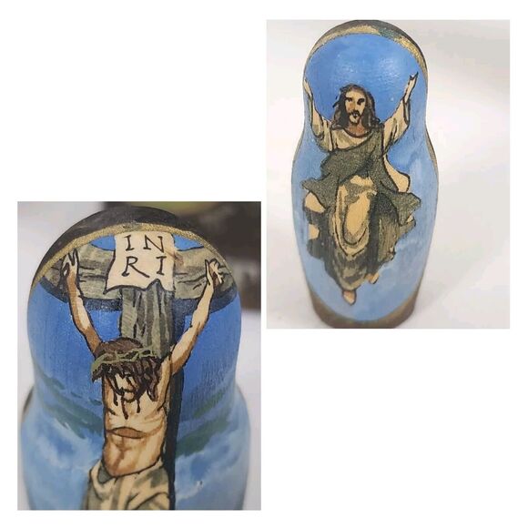Matryoshka Nesting Dolls 5 Set Life of Jesus Christ Nativity Russian 7" SIGNED - Picture 11 of 11